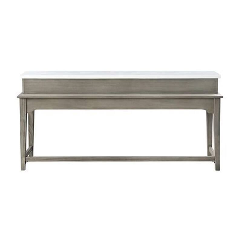 4 Piece Counter Height Set with Marble Top and USB, White and Oak Brown