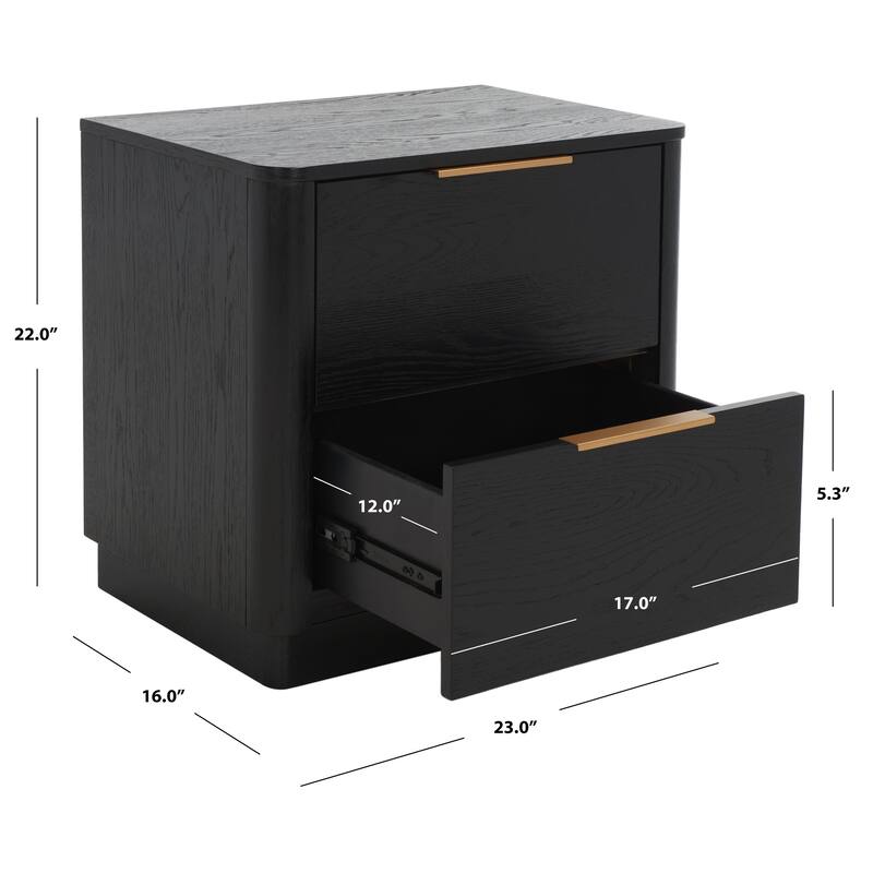SAFAVIEH Couture Ljubica 2-Drawer Nightstand Bedside Accent Table (Fully Assembled)