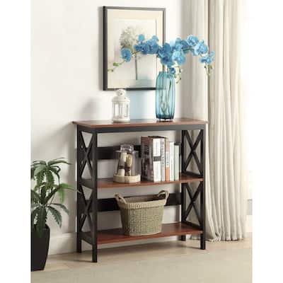 3-Tier Bookcase with X-Pattern Sides and Open Shelves for Modern Storage and Display - 31.5
