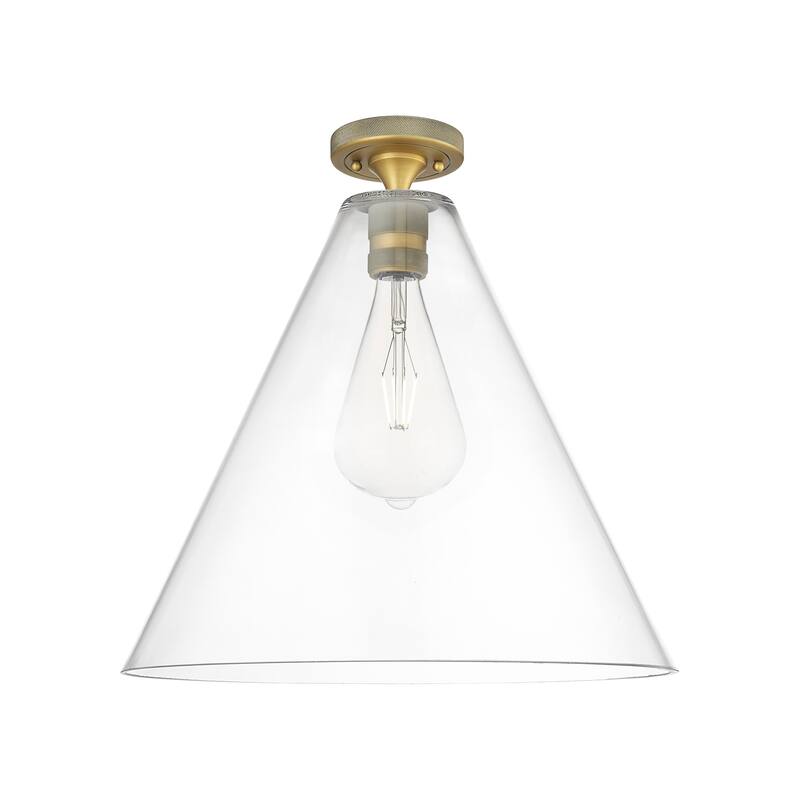Innovations Lighting 434-1F-10-16 Crown Point Flush Cone Crown Point - Brushed Brass / Clear