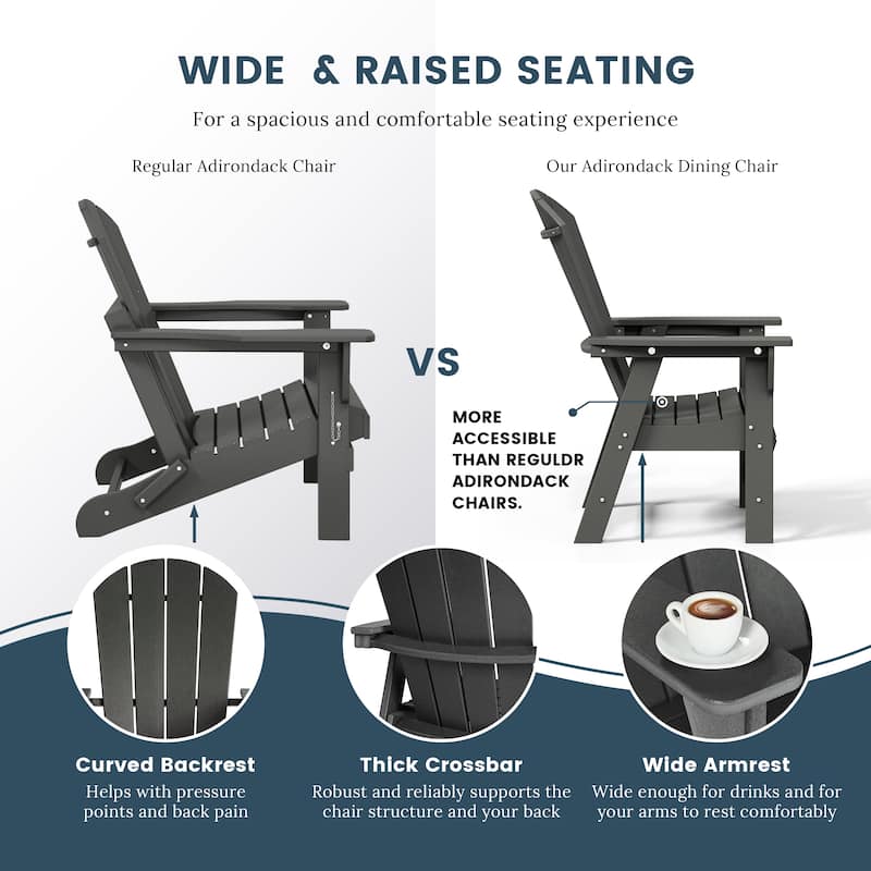 Laguna Hdpe All Weather Outdoor Patio Adirondack Dining Chair With Arms