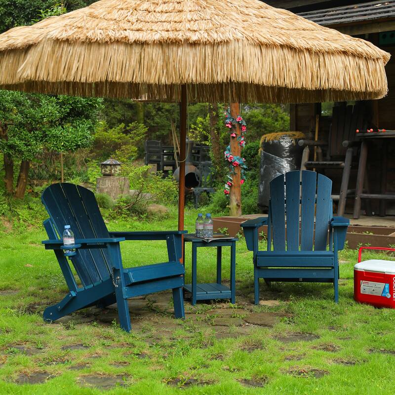 HDPE Folding Adirondack Chair with Dual Cup Holder - Composite Adirondack Chair with Wood Texture