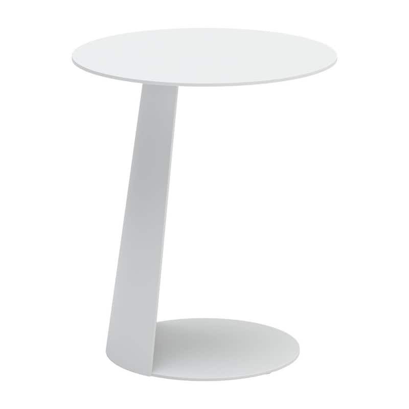 HomeRoots 16" White Aluminum Rounded Outdoor Side Table