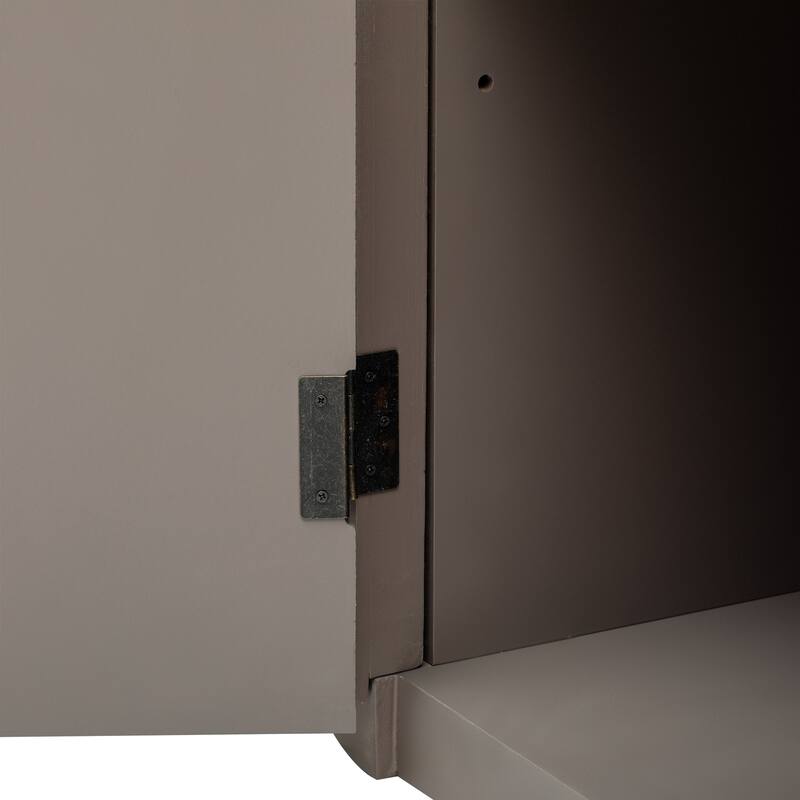 Contemporary Vertical Striped Cabinet with Metal Handles & Adjustable Shelves for Study & Hallway Storage