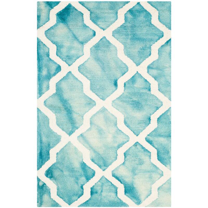 SAFAVIEH Handmade Dip Dye Ivona Vintage Wool Rug - 2'6" x 4' - Turquoise/Ivory