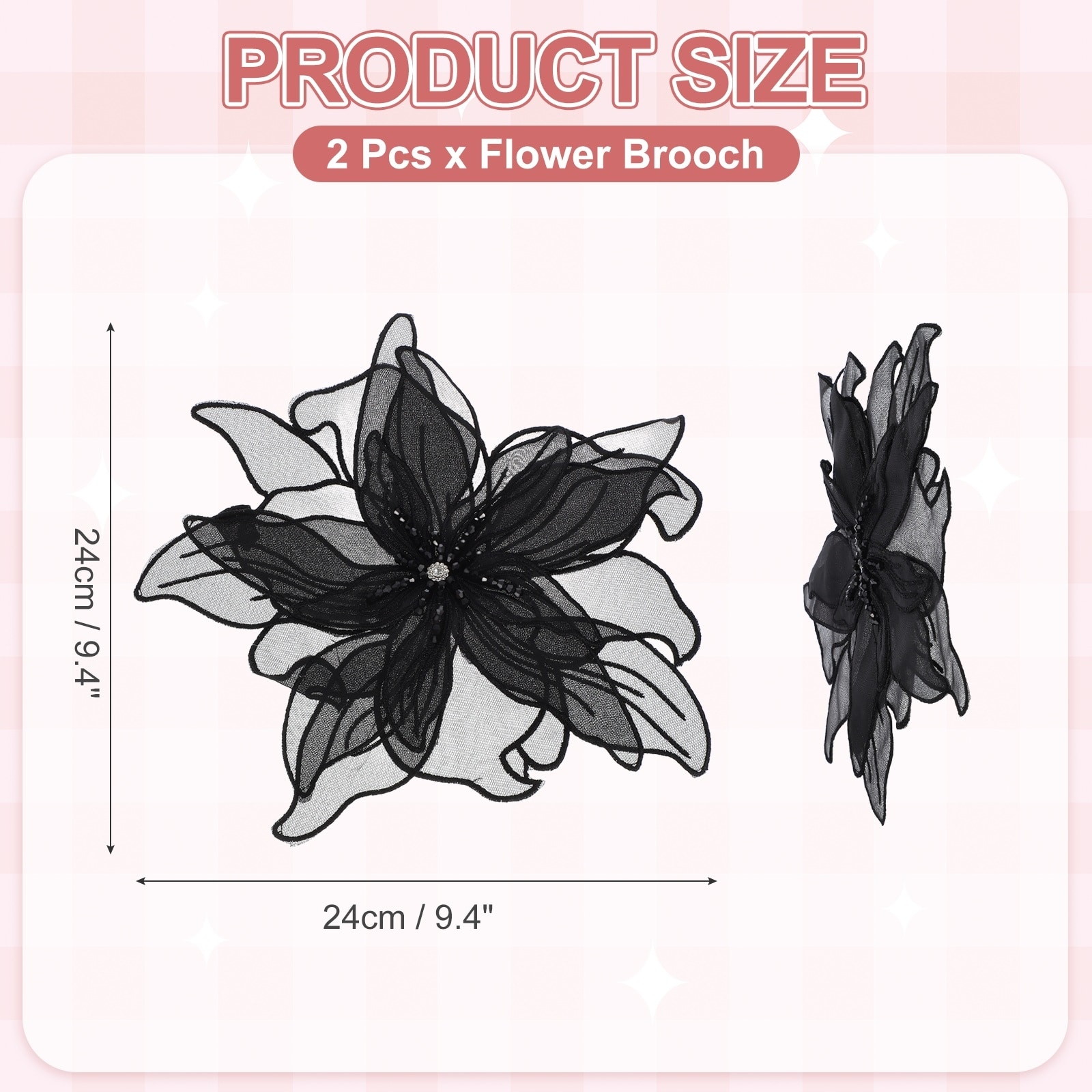 Large Satin Fabric Flower Brooch