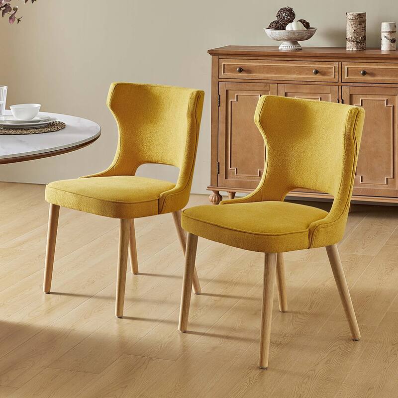 Rita Mid-century Modern Dining Chair with Solid Wood Legs Set of 2 by HULALA HOME