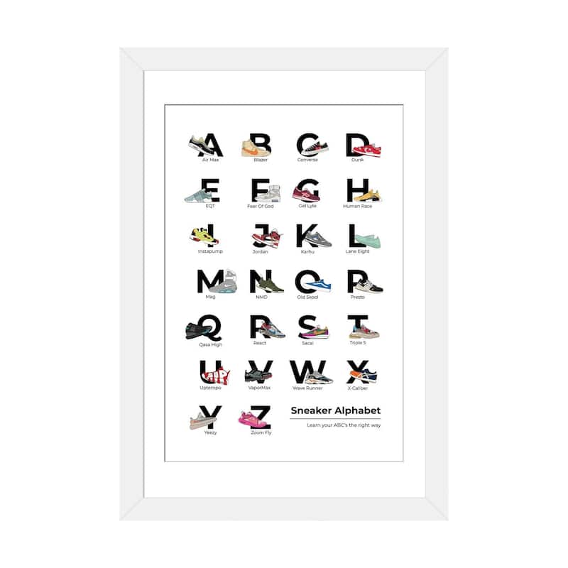 iCanvas "Sneaker Alphabet" by avesix - White - 32x24x1