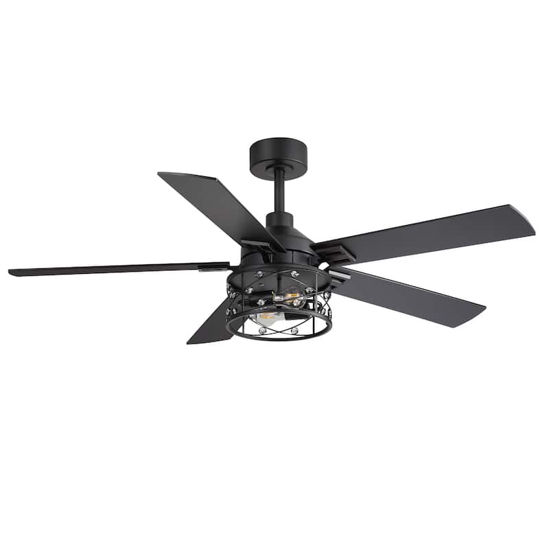 52-inch Reversible 5-Blade Caged Ceiling Fan with Remote and Light Kit