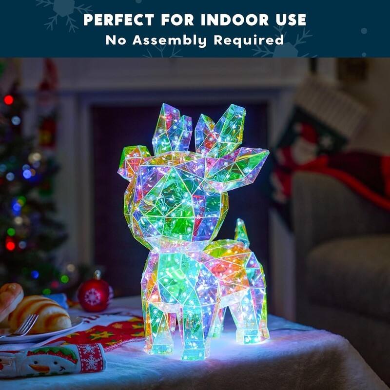 15 in Prismatic Iridescent Decorations, Prismatic Christmas Decor, 100 LED Cool White Lights