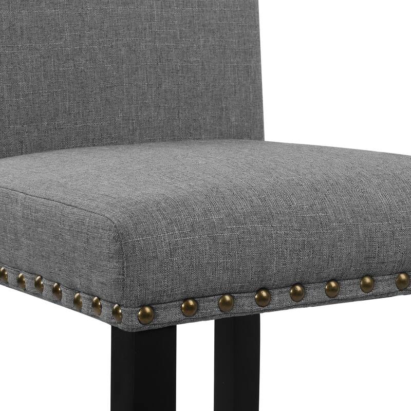 25 Inches Bar Stools Set of 2 Upholstered Counter Height Bar Stools with Back and Nailhead Trim