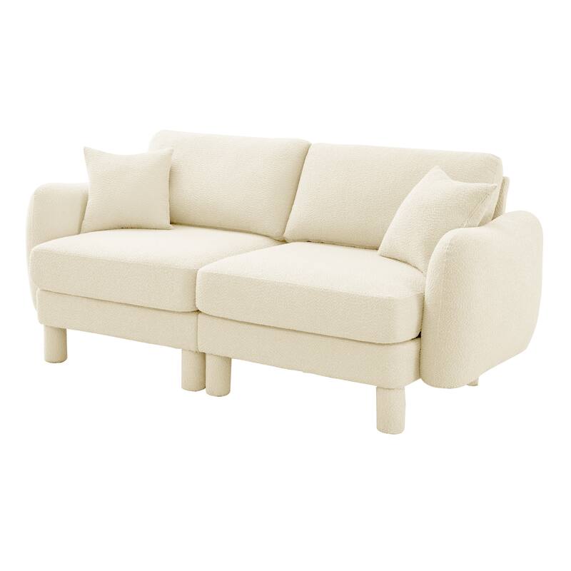 2-Seater Loveseat Sofa Couch with Shell-shaped Armrests, Chaise Lounge Sofa with Cylindrical Legs Wrapped