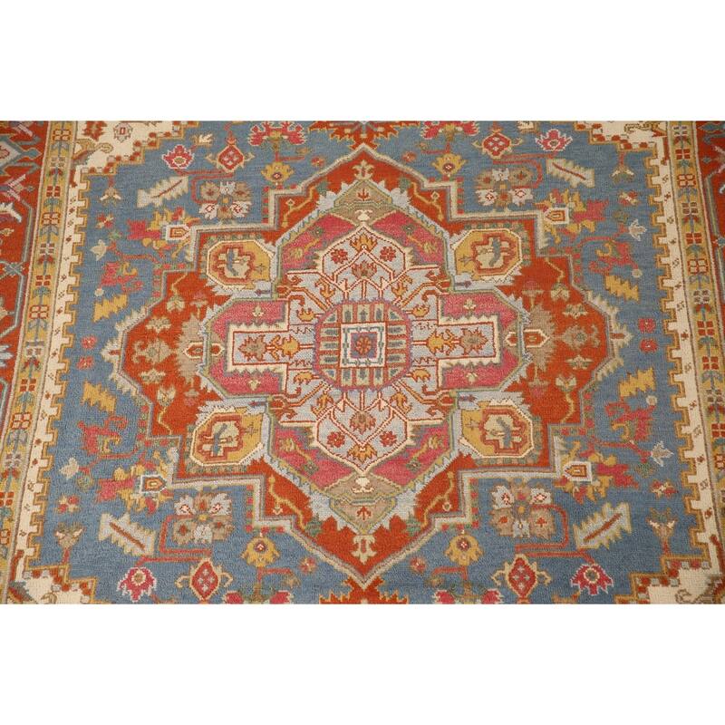 Geometric Heriz Serapi Oriental Area Rug Handmade Wool Carpet - 8'9"x 11'8"