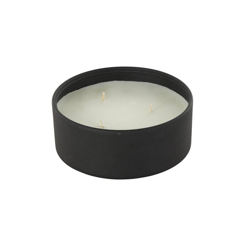 Beige, Black or Cream Metal Scented Textured 22oz 3 Wick Decorative Candle with White Wax