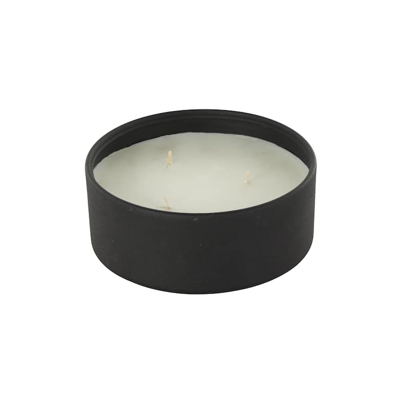 Metal Scented Textured 22oz 3 Wick Decorative Candle with White Wax - Beige, Black or Cream - Roche River Decor