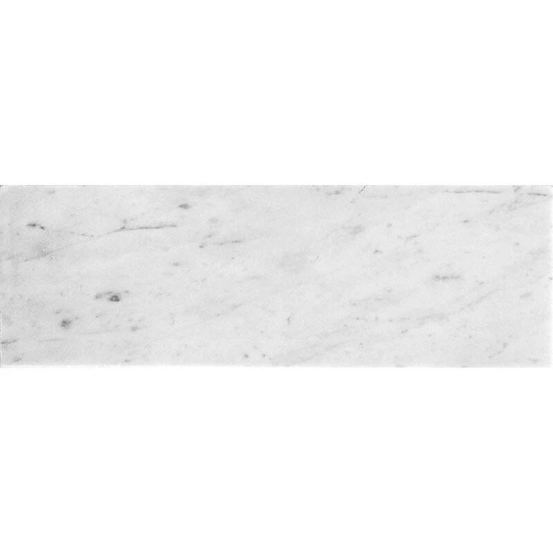 Apollo tile 4 x 12 Grandis Honed White Bianco Carrara Marble Tile (5 sq ft/case) - 15 Pack