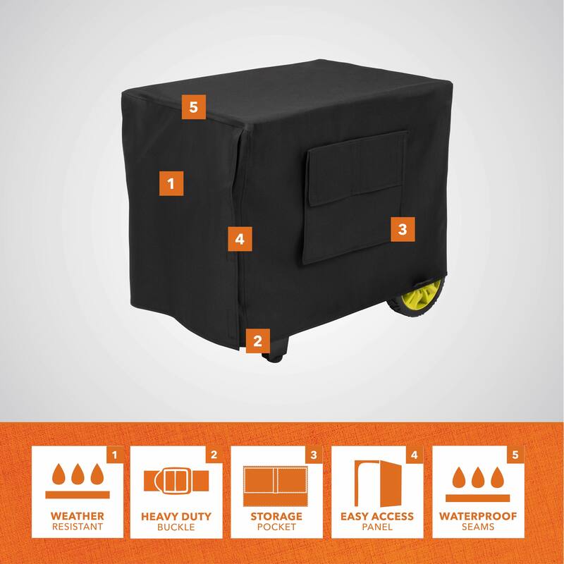 Modern Leisure Basics Outdoor Generator Cover, 38 in. L x 28 in. W x 30 in. H, Black - 38" x 28" x 30"