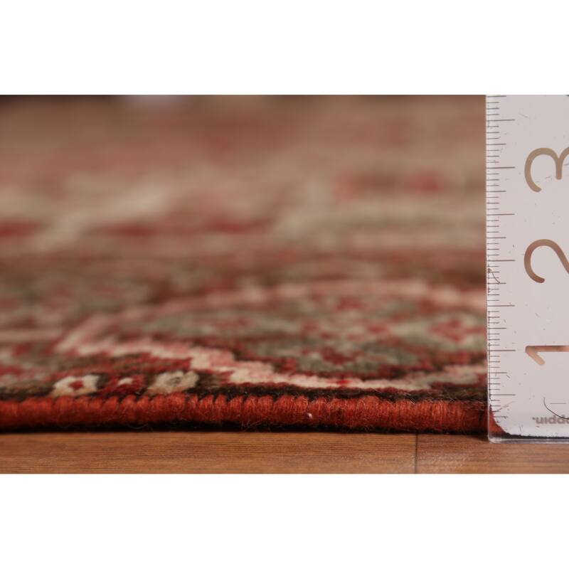 Red Geometric Heriz Persian Vintage Rug Handmade Oriental Wool Carpet - 9'10"x 13'3"