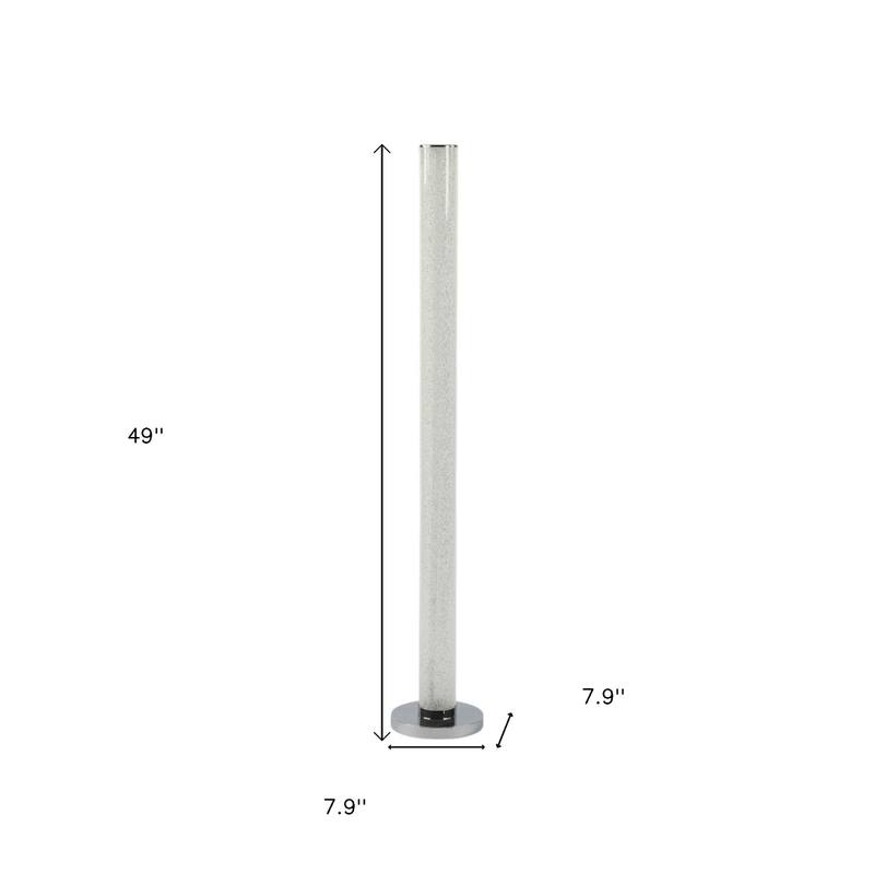 Contemporary LED Column Floor Lamp with White Steel Base & Clear Acrylic Drum Shade - 7.9" x 7.9" x 49"