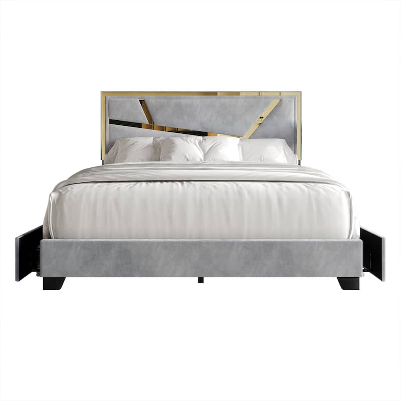 CraftPorch Elegance Platform Bed - Silver Grey - King