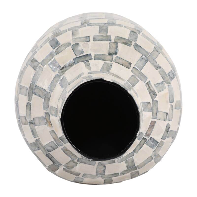 Mosaic Capiz Vase with Checkered Pattern - Tall Flower Vase