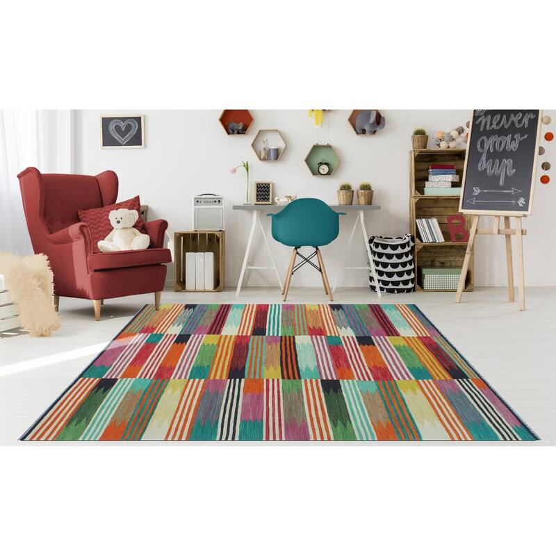 Flatweave Zafir Ivory/Green Rug - 5'9" x 8'2"