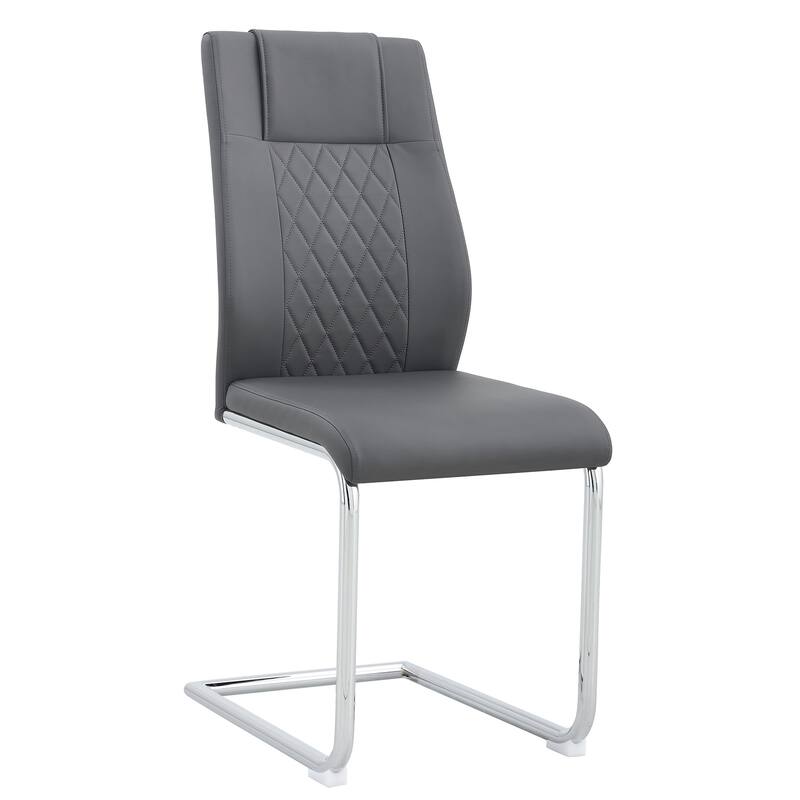 Leather Dining Table Chair Dining Chair Side Chair, Grey, Set of 4