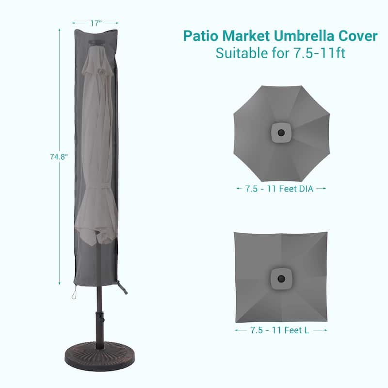 Bonosuki Patio Umbrella Cover - 600D Waterproof Market Umbrella Cover