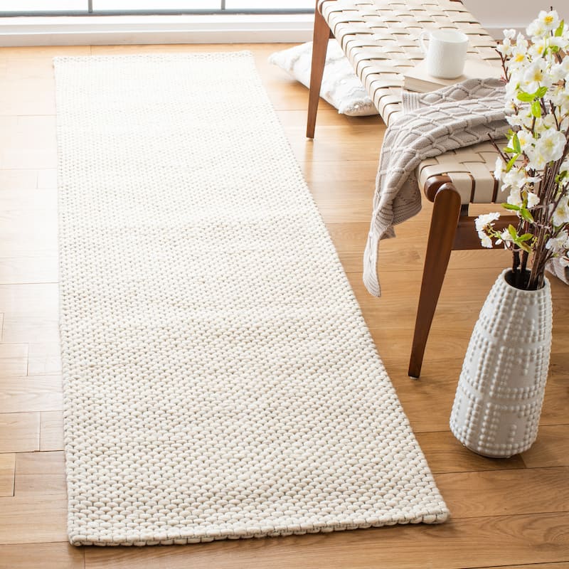 SAFAVIEH Handmade Marbella Arianne Stripe Beige/Brown Wool Rug - 2'3" x 8' Runner - Beige/Brown