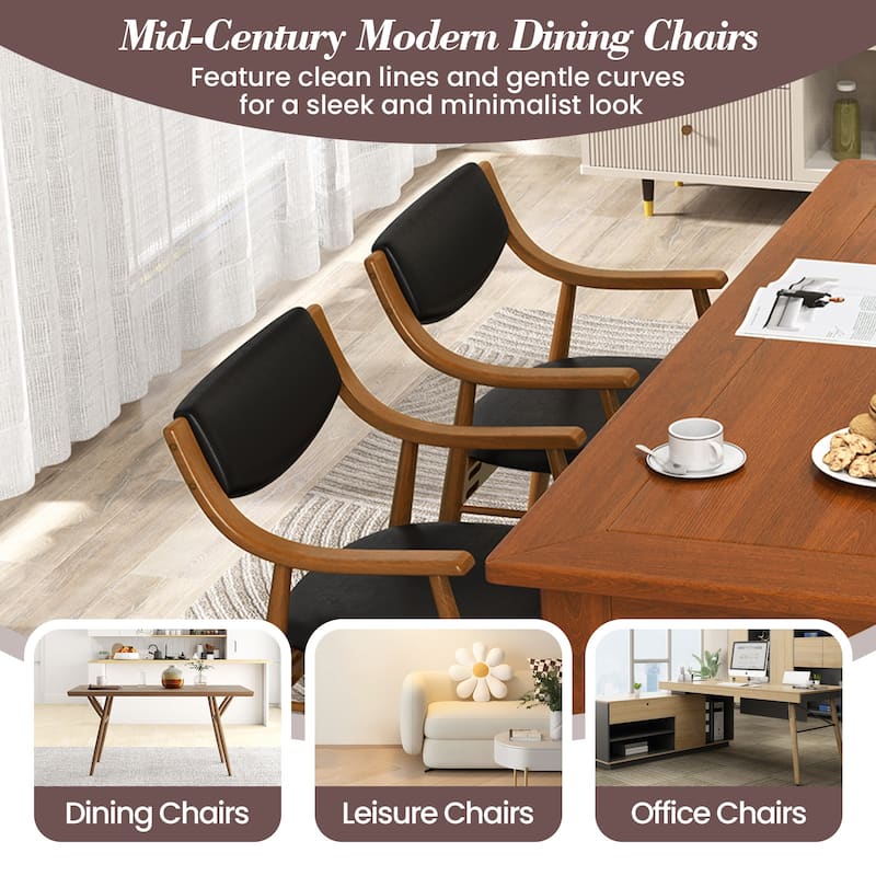 Gymax Set Of 4 PU Leather/Velvet Dining Chair w/ Padded Seat & Back