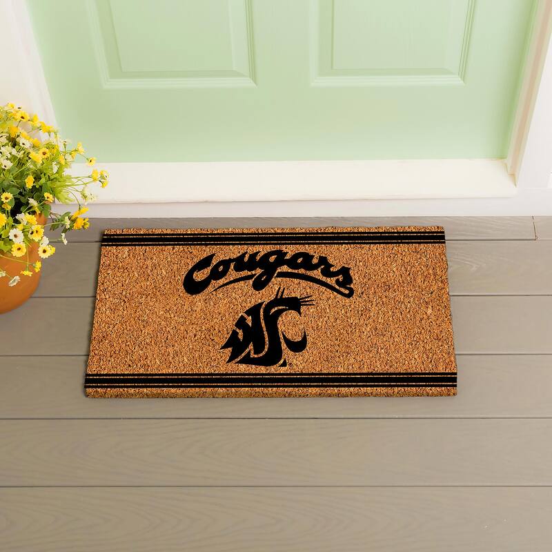Washington State University Monochrome Indoor/Outdoor Coir Door Mat - 28" x 16"