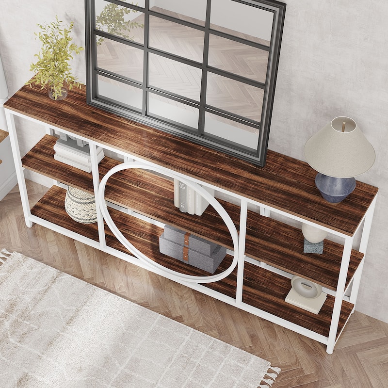 70.9 Inches Extra Long Sofa Tables, Wood Console Table with 3 Tiers Shelves - 11.75" * 70.9"