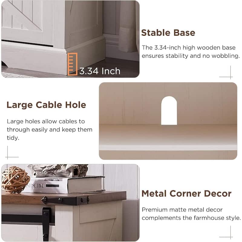 Farmhouse Fireplace TV Stand for 75'' TV, Rustic Entertainment Center