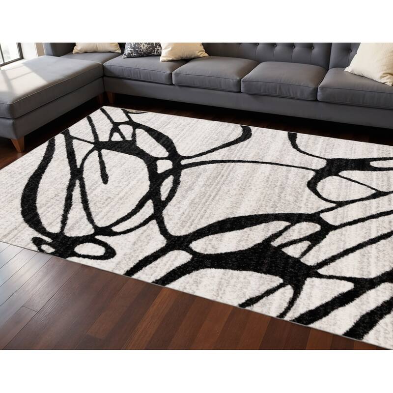 HomeRoots Huvi Abstract Modern Rectangle Area Rug - 8' X 11'