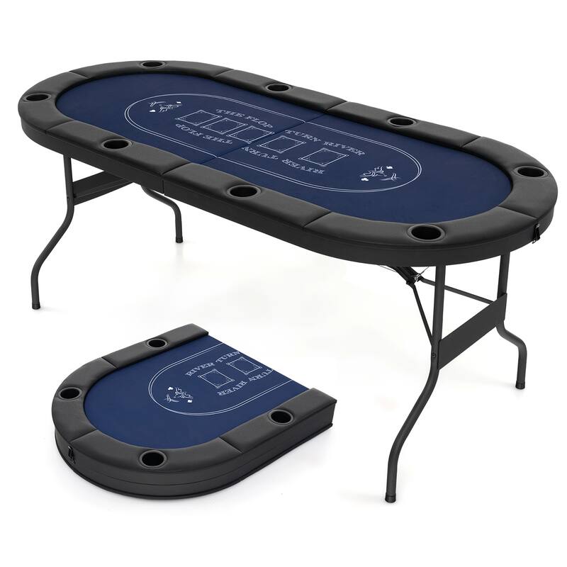 Gymax 8 Player Foldable Poker Table Portable Folding Texas Holdem