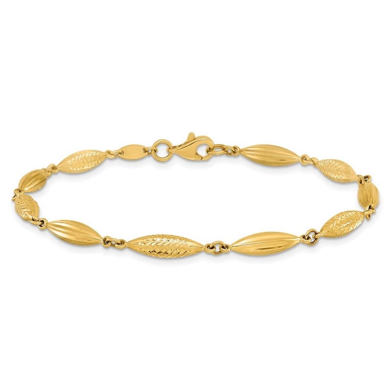 Curata 3.88mm 14k Gold Polished Sparkle Cut Fancy Link Bracelet 7.75 Inch