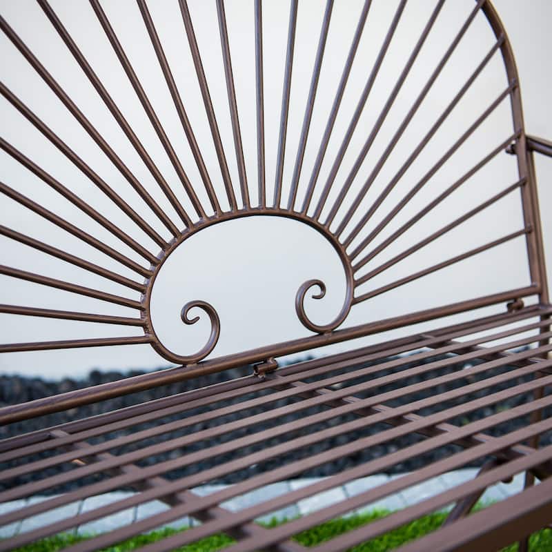 XBrand 44"L Iron Sun-Patterned Seat for Two Indoor/Outdoor Bench