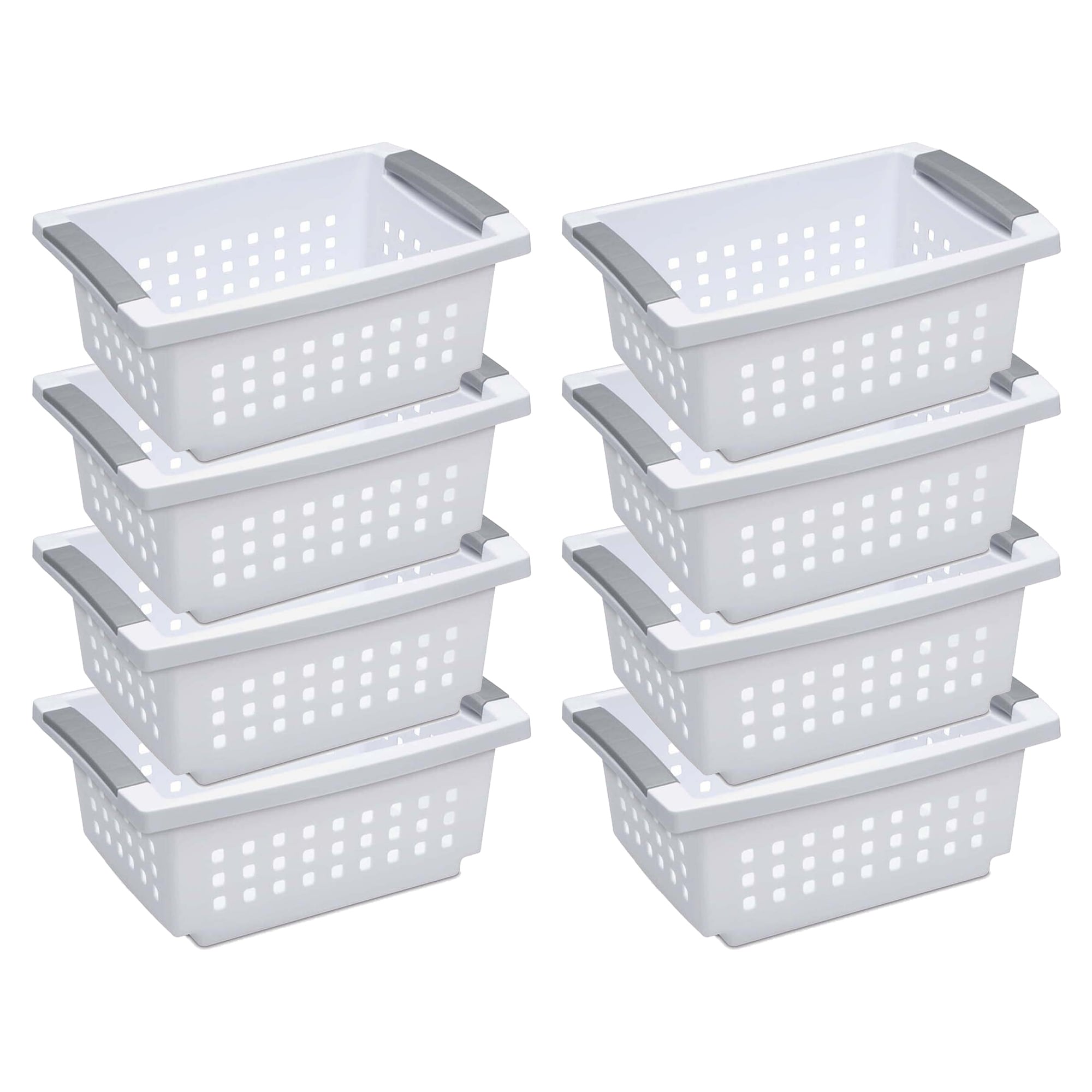 Sterilite Small Stacking Storage Basket with Comfort Grip Handles