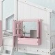 preview thumbnail 5 of 11, Pink+White Twin over Twin Size Wood House Bunk Bed with Roof