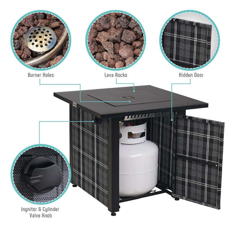 Werph 25" H Propane Outdoor Patio Square Fire Pit Table, 50,000 BTU Fire Table,