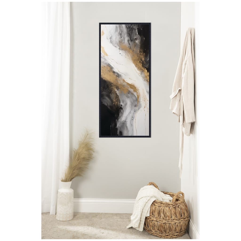 Kate and Laurel Luxe Drift Modern Elegant Abstract by The Creative Bunch Studio Framed Canvas Wall Art Print