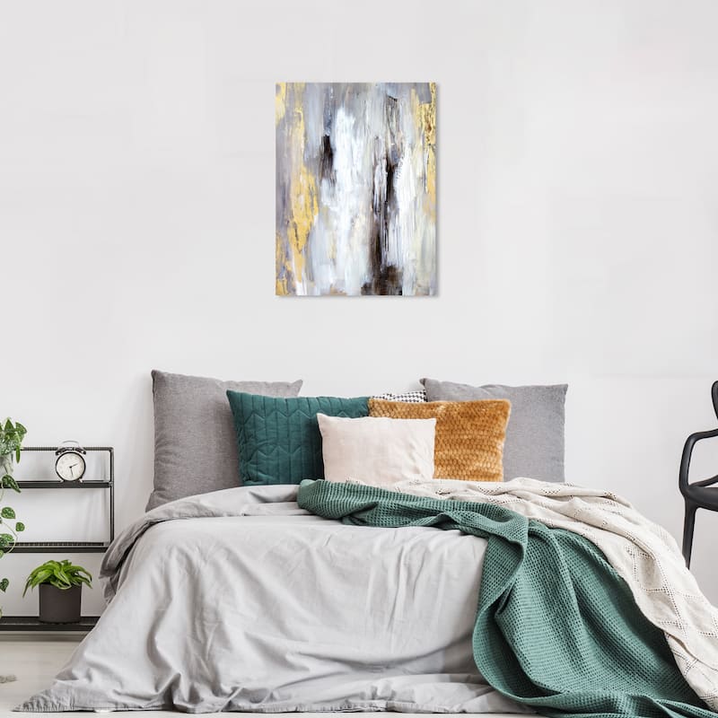 Wynwood Studio Canvas Abstract Waterfalls White and Modern & Contemporary Wall Art Canvas Print - 36 x 24