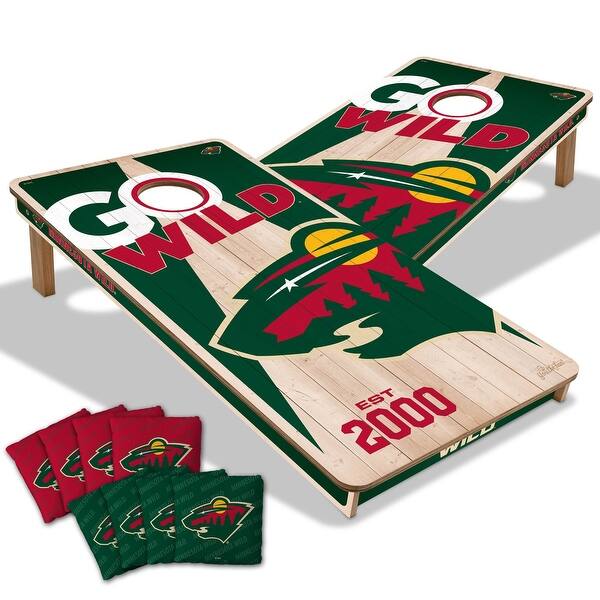slide 2 of 7, Minnesota Wild NHL 2x4 Cornhole Board Set Include Carrying Case