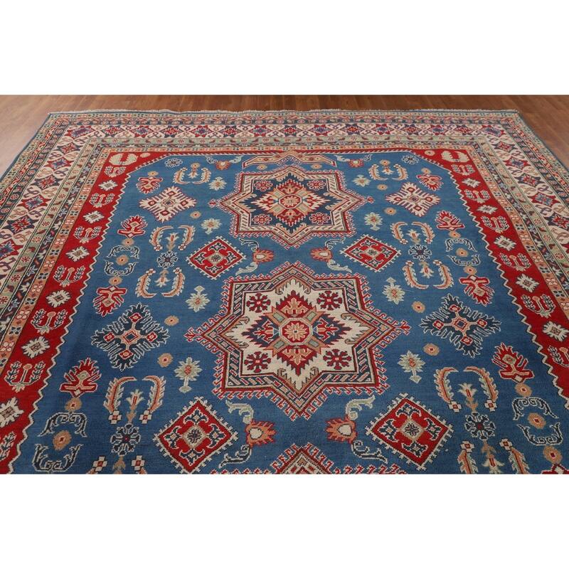 Blue Kazak Oriental Large Area Rug Handmade Wool Carpet - 9'8" x 15'7"