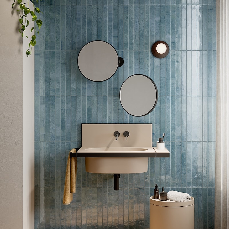 Aria 2x18 Glossy Porcelain Subway Tile - Floor, Wall, Backsplash - 2 x 18 Sample - Azurro
