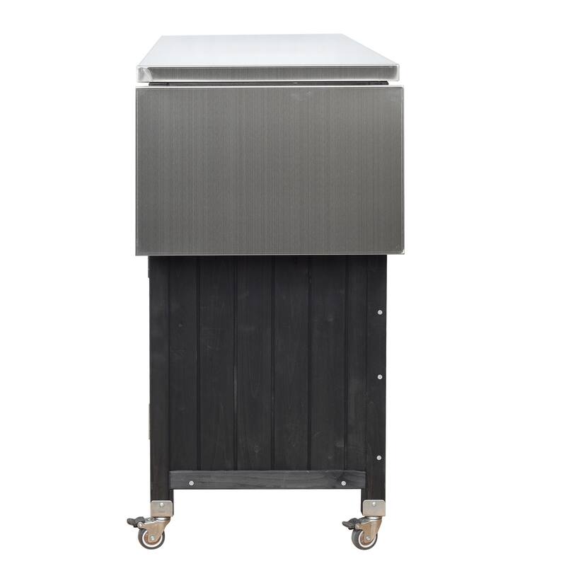 Portable Foldable Outdoor Kitchen Cart with Storage Cabinet and Lockable Wheels