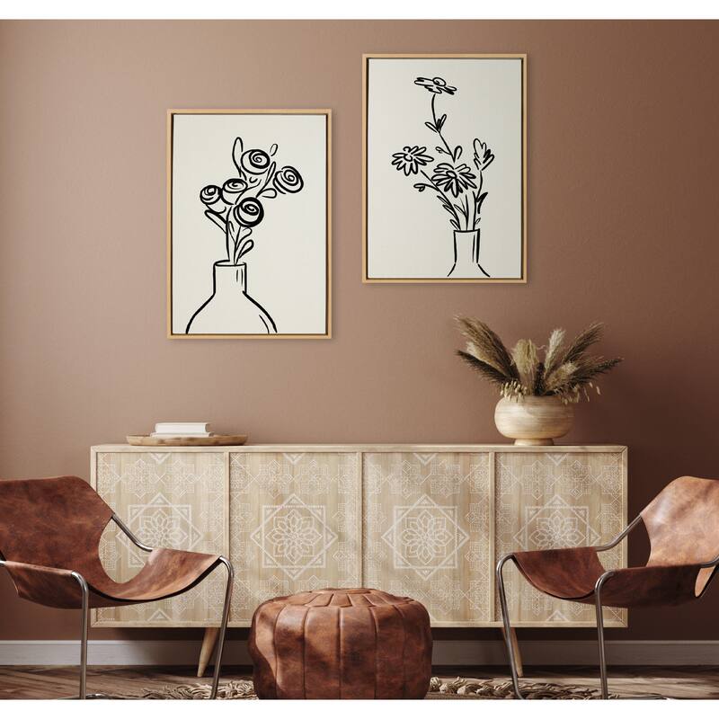 Kate and Laurel Sylvie Flowers Canvas Set by The Creative Bunch Studio