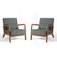 preview thumbnail 66 of 141, 25" W Mid Century Upholstered Wood Accent Chair with Pillow set of 2
