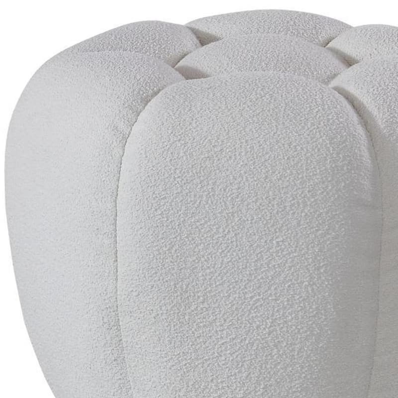HomeRoots 19" White Tufted Boucle Round Ottoman