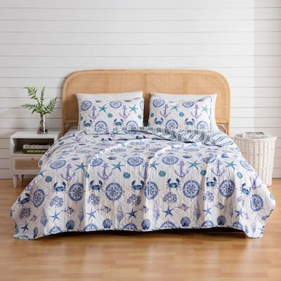 Premium Nautical Microfiber Quilt Set With Shams